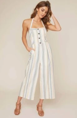 Diane Striped Halter Jumpsuit