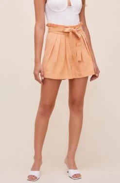 Pacific Pleated Tie Waist Shorts -Dresses Sales Store ACP7113L PEACHPAPAYA 3