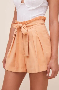 Pacific Pleated Tie Waist Shorts -Dresses Sales Store ACP7113L PEACHPAPAYA 4