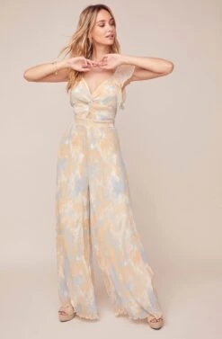 Golden Hour Tie Dye Plisse Jumpsuit -Dresses Sales Store ACP7119 PEACH BLUE TIE DYE 1