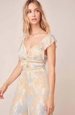 Golden Hour Tie Dye Plisse Jumpsuit -Dresses Sales Store ACP7119 PEACH BLUE TIE DYE 3