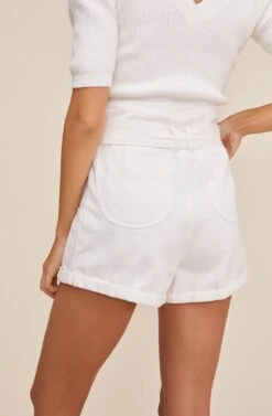 Catch 22 High Waist Shorts -Dresses Sales Store ACP7150 WHITE 4