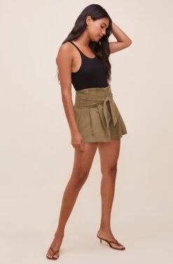 Marika Tie Waist Shorts -Dresses Sales Store ACP7211 OLIVE 1