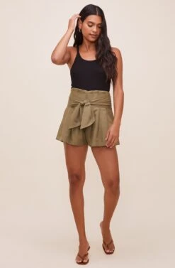 Marika Tie Waist Shorts -Dresses Sales Store ACP7211 OLIVE 2
