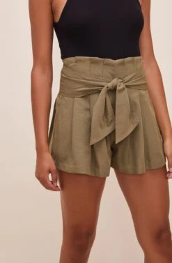 Marika Tie Waist Shorts -Dresses Sales Store ACP7211 OLIVE 4