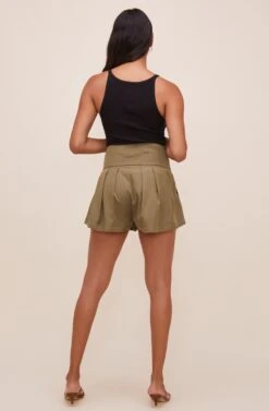 Marika Tie Waist Shorts -Dresses Sales Store ACP7211 OLIVE 5