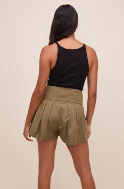 Marika Tie Waist Shorts -Dresses Sales Store ACP7211 OLIVE 6