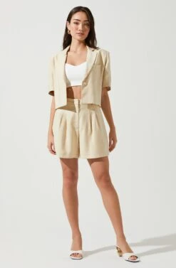 Melrose Pleated Shorts -Dresses Sales Store ACP7219 NATURAL 1