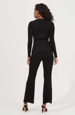 Maida Ribbed Knit Flare Pants -Dresses Sales Store ACP7223 BLACK 3
