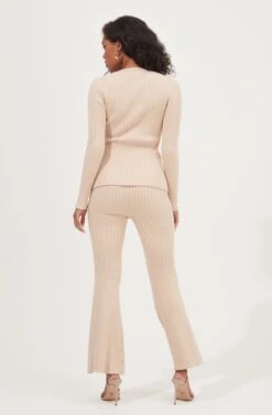 Maida Ribbed Knit Flare Pants -Dresses Sales Store ACP7223 LATTE 2