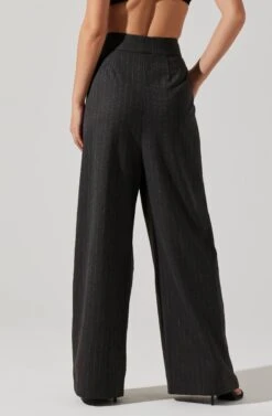 Boyfriend Pleated Criss-Cross Waist Pants -Dresses Sales Store ACP7225WST CHARCOALSTRIPE 5
