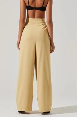 Boyfriend Criss Cross Pleated Wide Leg Pants 22 Boyfriend Criss Cross Pleated Wide Leg Pants -Dresses Sales Store ACP7225 MAIZE 3