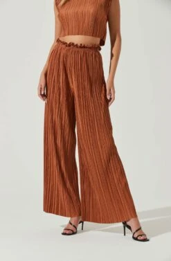 Cruise Pleated Wide Leg Pants -Dresses Sales Store ACP7230 RUST 1