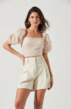 Wilma Faux Leather Shorts -Dresses Sales Store ACP7242 IVORY 1477