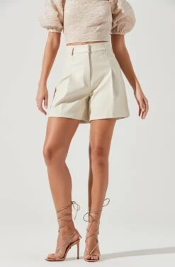 Wilma Faux Leather Shorts -Dresses Sales Store ACP7242 IVORY 1482