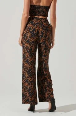 Sayla Wide Leg Abstract Print Pants -Dresses Sales Store ACP7246 BLACKRUSTPRINT 4