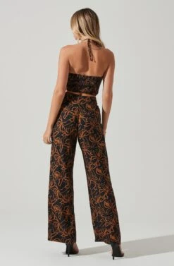 Sayla Wide Leg Abstract Print Pants -Dresses Sales Store ACP7246 BLACKRUSTPRINT 5