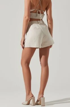 Amiah Seamed High Waist Shorts -Dresses Sales Store ACP7247 ECRU 3