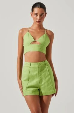 Amiah Seamed High Waist Shorts -Dresses Sales Store ACP7247 KIWI 2