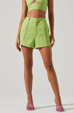 Amiah Seamed High Waist Shorts -Dresses Sales Store ACP7247 KIWI 3