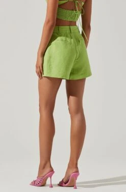Amiah Seamed High Waist Shorts -Dresses Sales Store ACP7247 KIWI 4