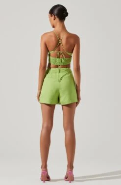 Amiah Seamed High Waist Shorts -Dresses Sales Store ACP7247 KIWI 6