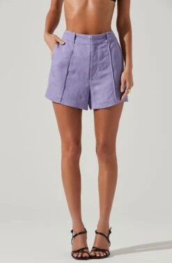 Amiah Seamed High Waist Shorts -Dresses Sales Store ACP7247 LAVENDER 3