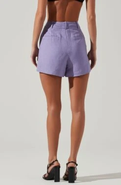 Amiah Seamed High Waist Shorts -Dresses Sales Store ACP7247 LAVENDER 4