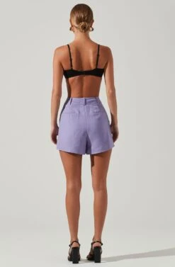Amiah Seamed High Waist Shorts -Dresses Sales Store ACP7247 LAVENDER 5