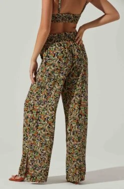 Femi Abstract Print Wide Leg Pants -Dresses Sales Store ACP7252 BLACKGREENMULTI 4