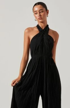 Damia Halter Wide Leg Jumpsuit -Dresses Sales Store ACP7256 BLACK 4