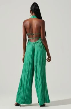 Damia Halter Wide Leg Jumpsuit -Dresses Sales Store ACP7256 GREEN 5