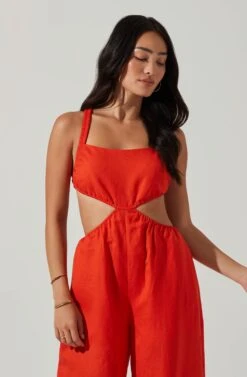Marise Cutout Wide Leg Jumpsuit -Dresses Sales Store ACP7257 CHILI 2