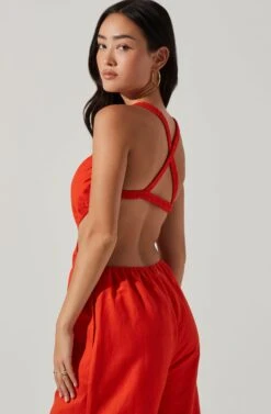 Marise Cutout Wide Leg Jumpsuit -Dresses Sales Store ACP7257 CHILI 3