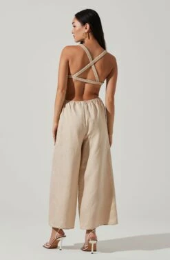 Marise Cutout Wide Leg Jumpsuit -Dresses Sales Store ACP7257 NATURAL 4