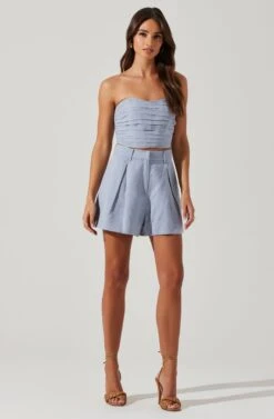 Jacinta High Waist Shorts -Dresses Sales Store ACP7268 SLATEBLUE 1