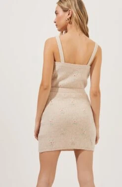 Tea Party Floral Embroidered Knit Mini Skirt -Dresses Sales Store ACS7221 BLUSHFLOWER 4