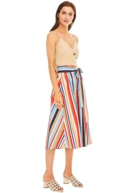 Shayla Midi Skirt -Dresses Sales Store ACS8079 RED BLUE STRIPE 02