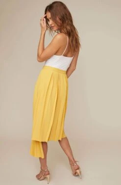 Elliot Pleated Midi Skirt -Dresses Sales Store ACS9013 MUSTARD 4 2 A