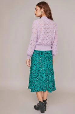 Pamela Leopard Midi Skirt -Dresses Sales Store ACS9022B GREEN LILAC LEOPARD 6A