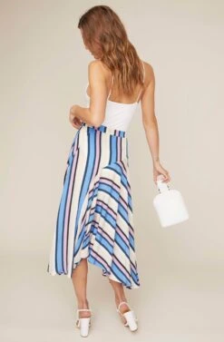 Corrine Striped Asymmetrical Skirt -Dresses Sales Store ACS9025 PERIWINKLE MULTI STRIPE 3 2 A
