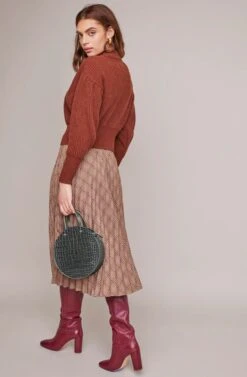 Nadiya Midi Skirt -Dresses Sales Store ACS9034 ESPRESSO MULTI PLAID 3A