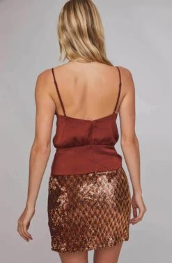 Tai Sequin Skirt -Dresses Sales Store ACS9037 RUST GOLD SEQUINS 4B