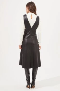 Rosemary Faux Leather Pinafore Dress -Dresses Sales Store ACS9053L BLACK 5