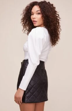 Quilted Mini Skirt -Dresses Sales Store ACS9055 BLACK 4