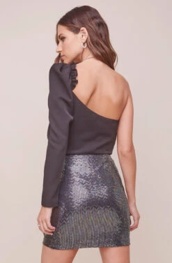 Layla Metallic Ruffle Mini Skirt -Dresses Sales Store ACS9058 BLACK DISCO 3 2