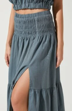 Perfect Oasis Tiered Midi Skirt -Dresses Sales Store ACS9062 BLUETEAL 2
