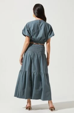 Perfect Oasis Tiered Midi Skirt -Dresses Sales Store ACS9062 BLUETEAL 4
