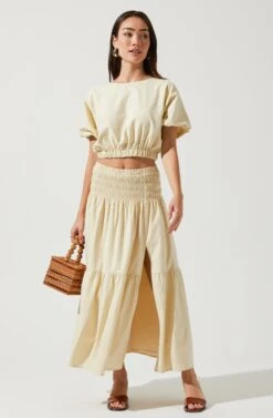 Perfect Oasis Tiered Midi Skirt -Dresses Sales Store ACS9062 VANILLA 1