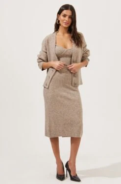 Belmont Knit Midi Skirt -Dresses Sales Store ACS9063 TAUPEGREYMARL 5